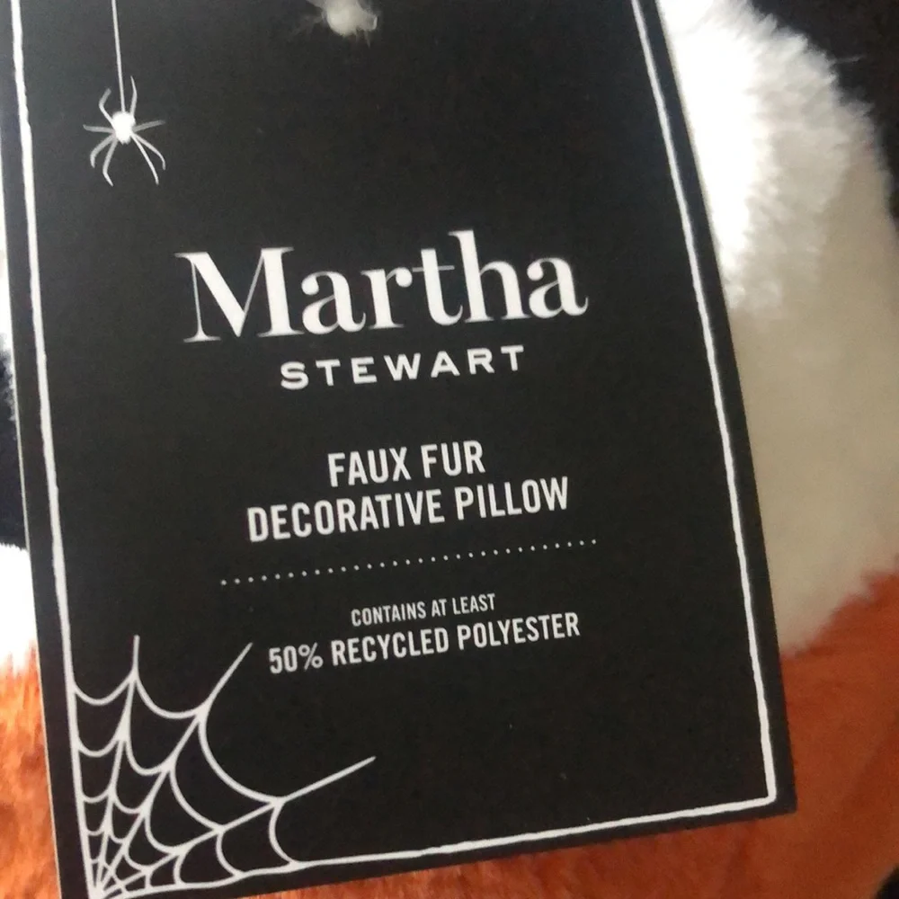 Martha Stewart Faux Fur Decorative Jack O’Lantern Pillow - Halloween Decor